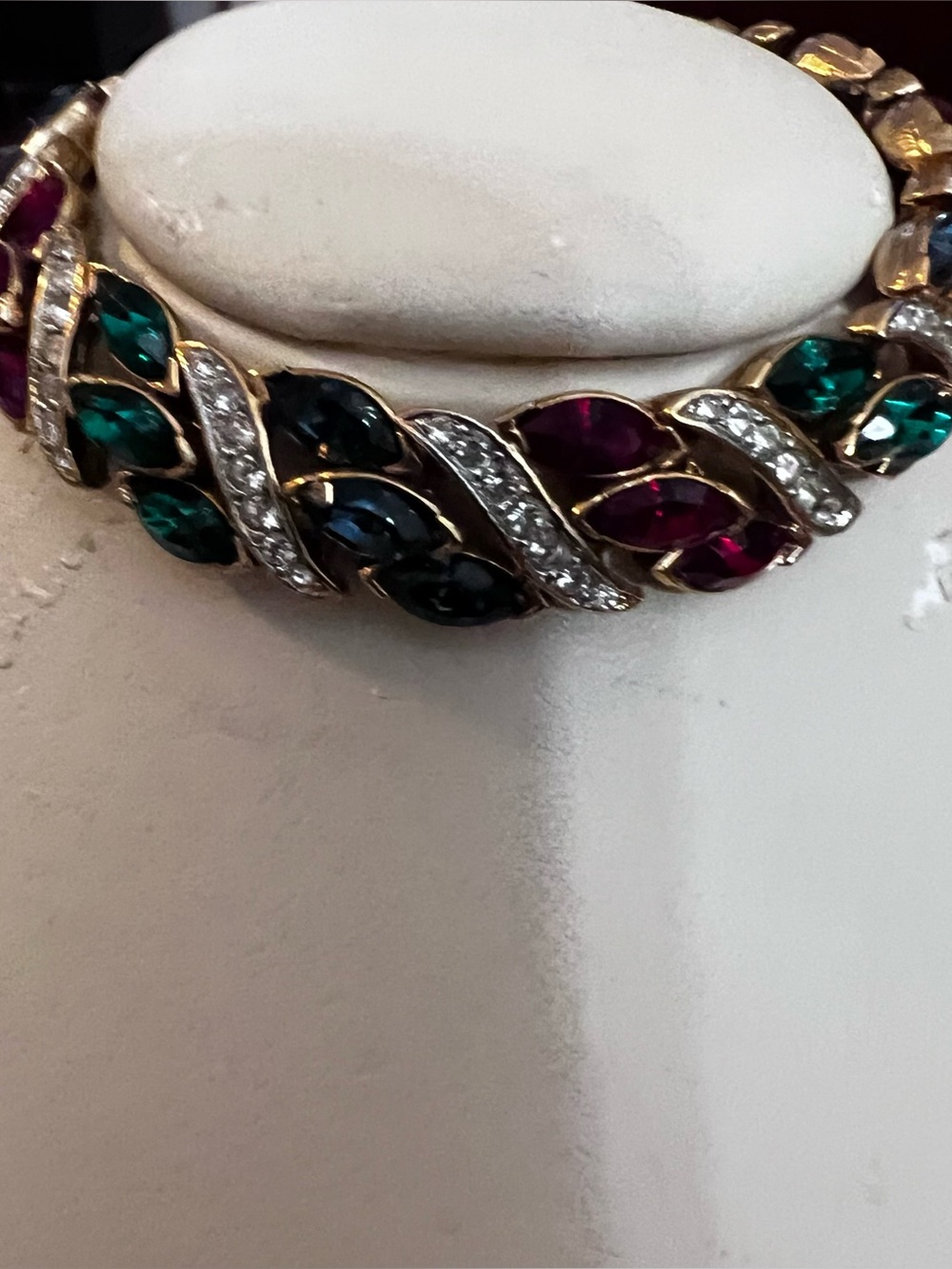Vintage Gold Tone Multicolor Crystal Link Bracelet - Women Jewelry